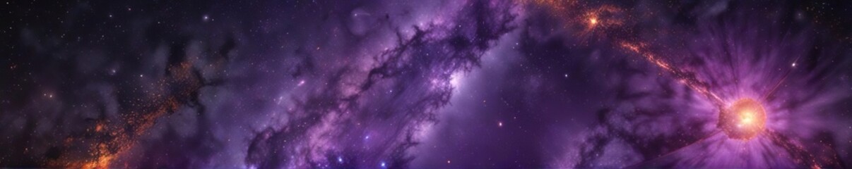 Fototapeta premium Galaxy Background with Rusty Purple Hues and Orange Glitters , shine, purple