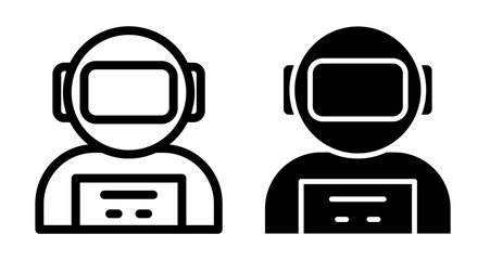 Astronaut Icons pack in outlined and flat versions