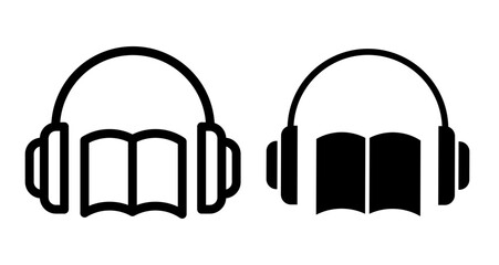 Audiobook Icons pack in outlined and flat versions