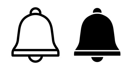 Bell Icons pack in outlined and flat versions