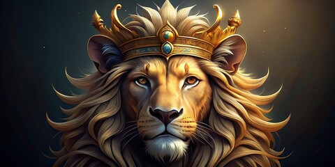 Majestic Lion Crown Logo Design, Regal Lion Head with Crown, King Lion Symbol, Luxury Brand Logo, Powerful Animal Logo