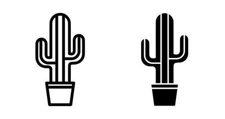 Cactus Icons pack in outlined and flat versions