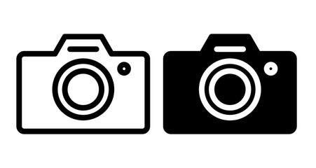 Camera Icons pack in outlined and flat versions