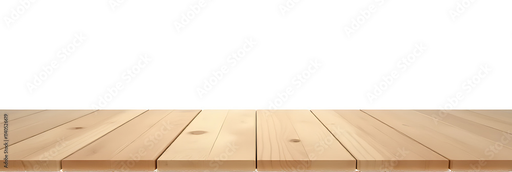 Poster Wooden tabletop texture with a clean white background for creating product displays and designing layouts with precise clipping paths._00002_