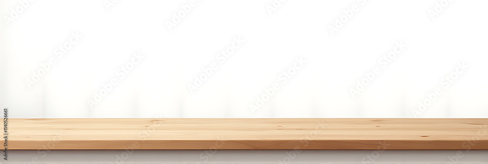 Poster Wooden tabletop texture with a clean white background for creating product displays and designing layouts with precise clipping paths._00001_