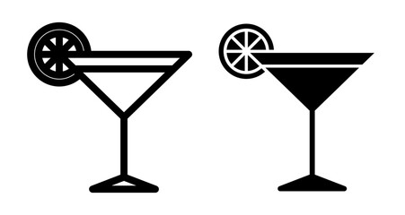Cocktail Icons pack in outlined and flat versions