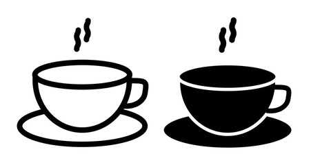 Coffee cup Icons pack in outlined and flat versions
