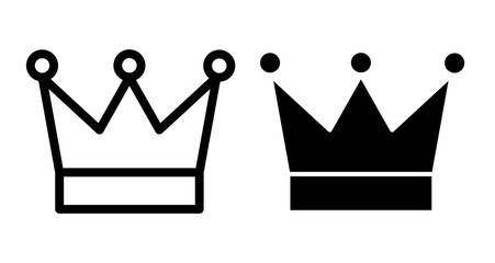 Crown Icons pack in outlined and flat versions