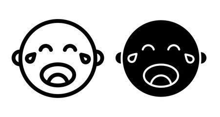 Crying baby Icons pack in outlined and flat versions