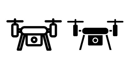 Drone Icons pack in outlined and flat versions