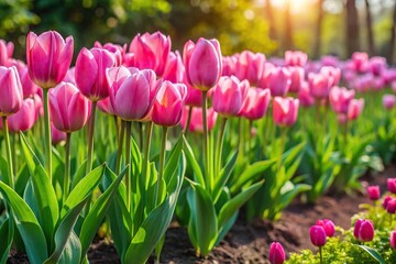 Obraz premium spring flowers blooming in flowerbed