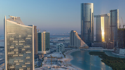 Buildings on Al Reem island in Abu Dhabi timelapse from above. © HyperlapsePro