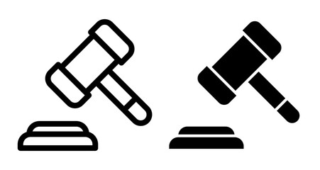 Gavel Icons pack in outlined and flat versions