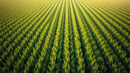 Serene Rows of Verdant Crops Extending to the Horizon