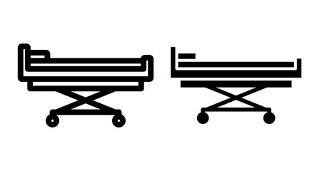 Hospital bed Icons pack in outlined and flat versions