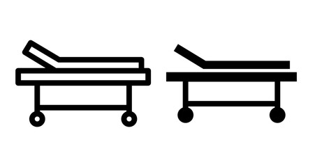 Hospital bed Icons pack in outlined and flat versions