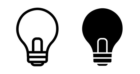 Light bulb Icons pack in outlined and flat versions