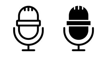 Microphone Icons pack in outlined and flat versions
