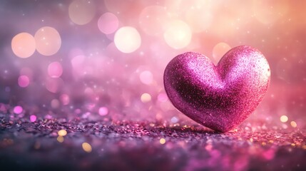 A sparkling pink heart on a colorful background, symbolizing love and affection, perfect for romantic themes and celebrations.