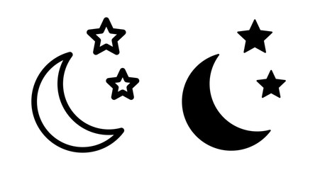 Night Icons pack in outlined and flat versions