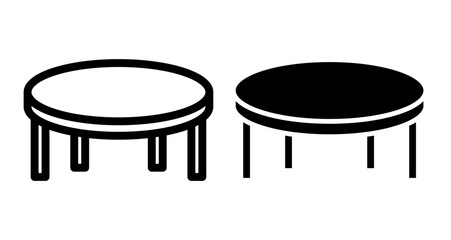 Round table Icons pack in outlined and flat versions