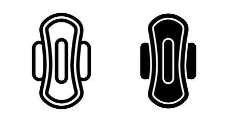Sanitary pad Icons pack in outlined and flat versions