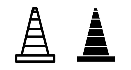 Safety cone Icons pack in outlined and flat versions