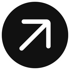 Vector right diagonal arrow chevron icon. Black, white background. Perfect for app and web interfaces, infographics, presentations, marketing, etc.