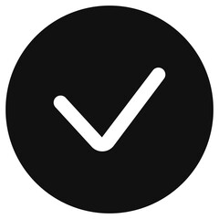 Vector check checkmark verify mark icon. Black, white background. Perfect for app and web interfaces, infographics, presentations, marketing, etc.