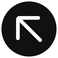 Vector left diagonal arrow chevron icon. Black, white background. Perfect for app and web interfaces, infographics, presentations, marketing, etc.