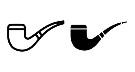Smoking pipe Icons pack in outlined and flat versions
