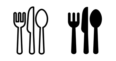 Spoon forks and knife Icons pack in outlined and flat versions