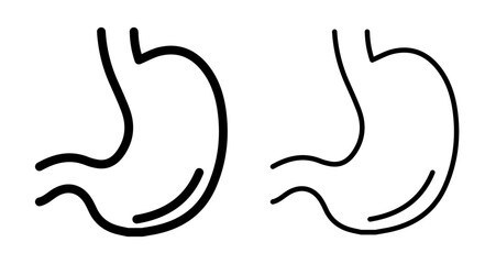 Stomach Icons pack in outlined and flat versions