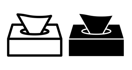 Tissue box Icons pack in outlined and flat versions