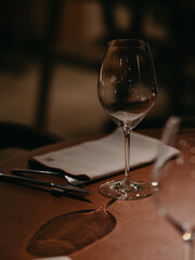 glass of wine on a table
