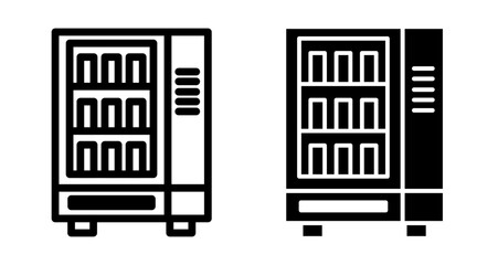 Vending machine Icons pack in outlined and flat versions