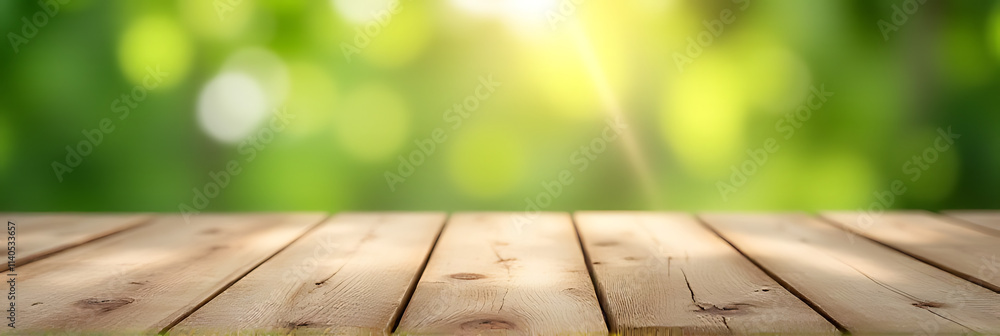 Aufkleber Real wood table top with blurred leaf pattern serves as a versatile background for product displays and design visuals._00003_