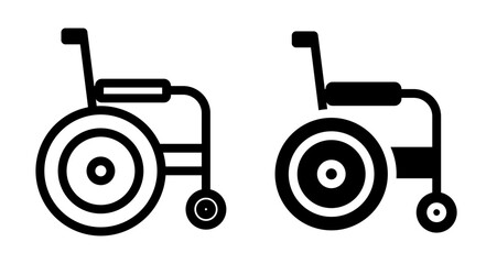 Wheelchair Icons pack in outlined and flat versions