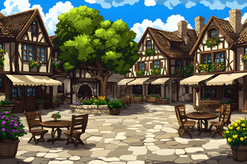 Obraz premium Charming Village Illustration