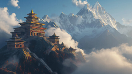 Obraz premium Majestic Himalayan Monastery, Serenity Amidst the Peaks. Concept of Spirituality