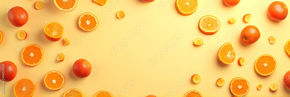 Poster Orange fruit pattern on a background featuring a template with sale text prominently displayed at the top view._00002_