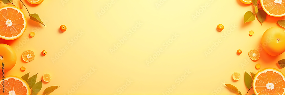 Aufkleber Orange fruit pattern on a background featuring a template with sale text prominently displayed at the top view._00003_