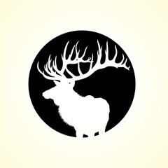 Elk vector silhouette with white background