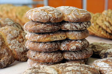 ur parl or rye bread in pairs from south tyrol in northern italy in Valvenosta.