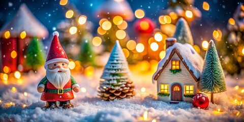Merry Christmas Gnome Wallpaper: Cute Tilt-Shift Miniature Festive Holiday Scene