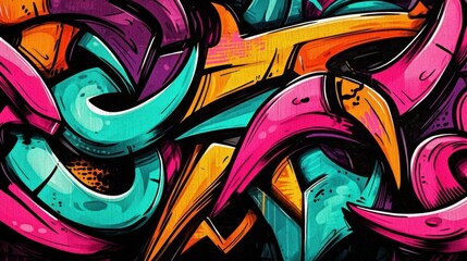 Obraz premium The seamless integration of colorful street art enhances visual appeal.
