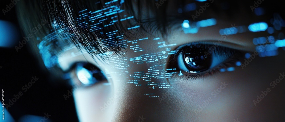 Poster digital eye enhancement futuristic technology insights modern setting visual art close-up view innov