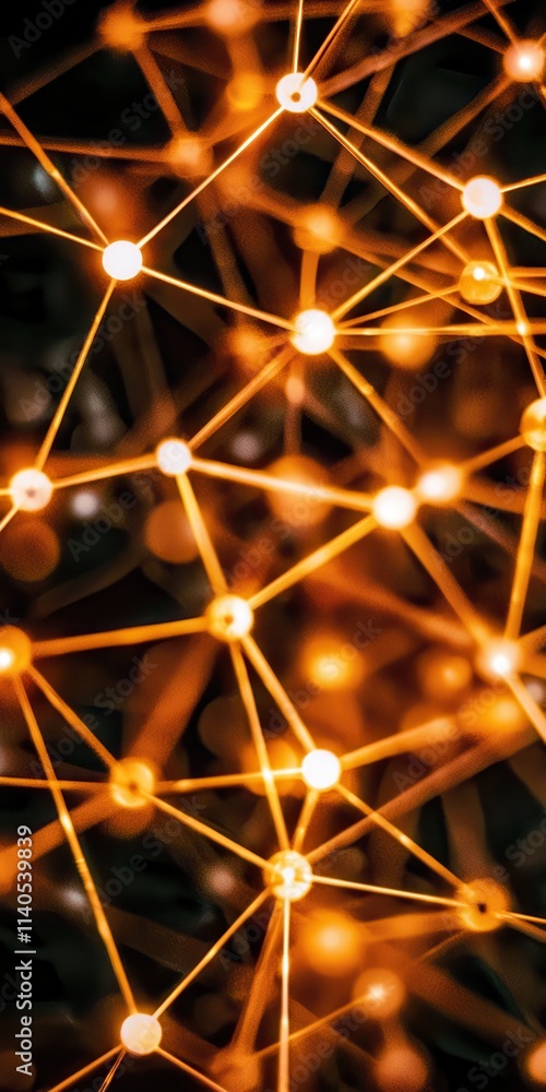 Poster dynamic network connections illuminated with bright lights abstract art digital design dark backgrou