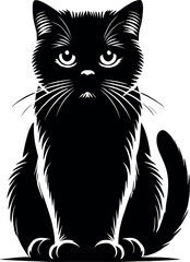 Cat vector black silhouette cricut design for T-shirt