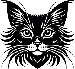 Cat vector black silhouette cricut design for T-shirt